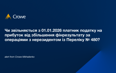 Чи звільняється з 01.01.2026 платник податку на прибуток від збільшення фінрезультату за операціями з нерезидентом із Переліку № 480?