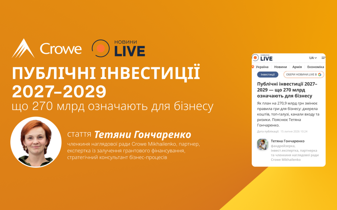 Публічні інвестиції 2027–2029 — що 270 млрд означають для бізнесу
